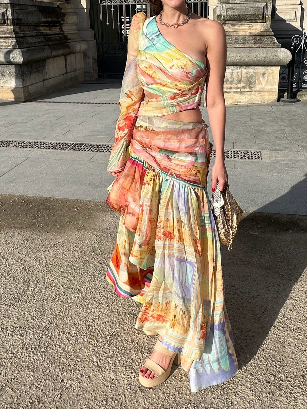 Zimmermann One-Shoulder Pastel Watercolor Print Dress - Picture 2 of 3